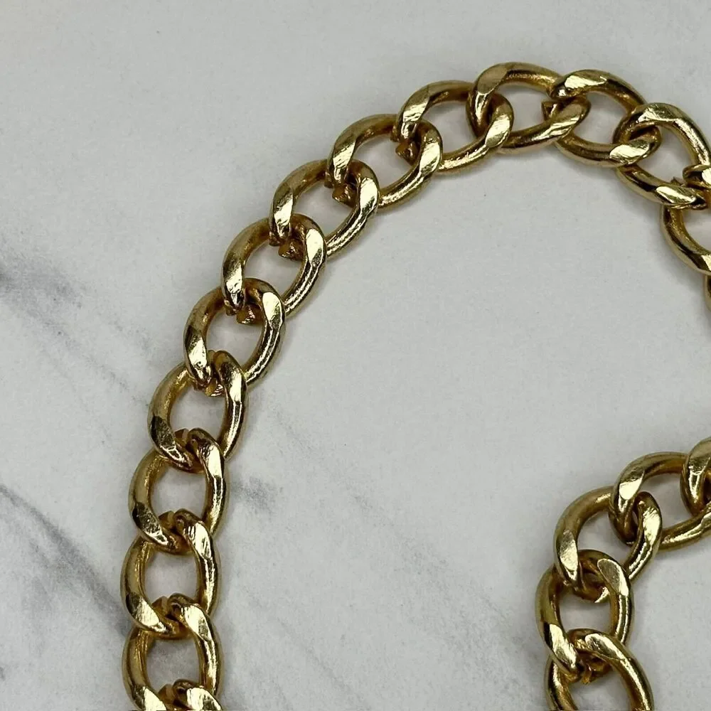 Cream Woven Gold Tone Metal Chain Link Belt One Size ✨